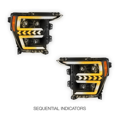 Ford F-150 (2021- 2023) LED DRL Switchback Sequential Signal Projector Headlights LH + RH