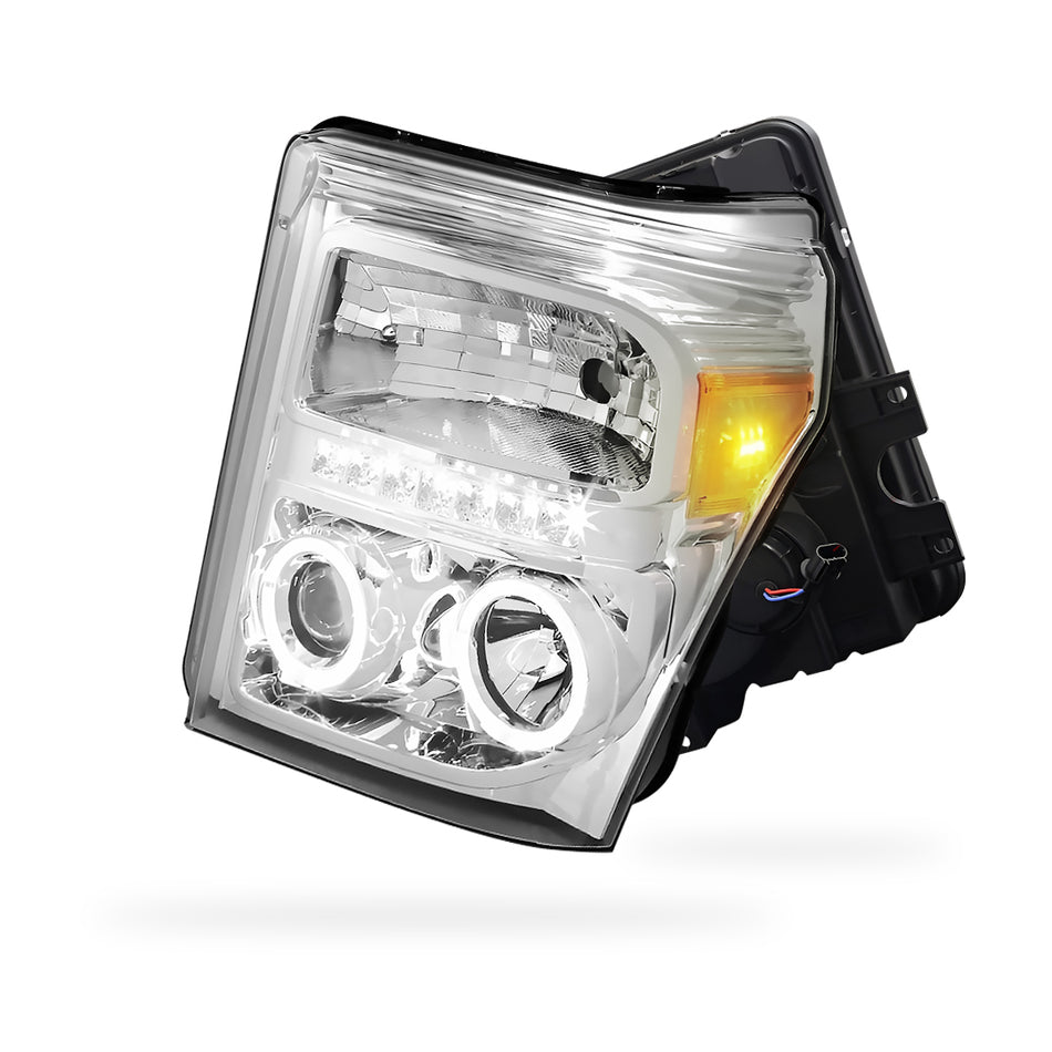 Ford F-250 (2011 - 2016) Dual Halo Projector LED DRL Headlights LH + RH