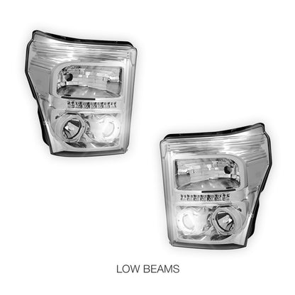Ford F-250 (2011 - 2016) Dual Halo Projector LED DRL Headlights LH + RH
