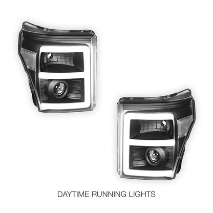 Ford F-250 Super Duty (2011 - 2016) E-Bar LED DRL Projector Headlights LH - RH