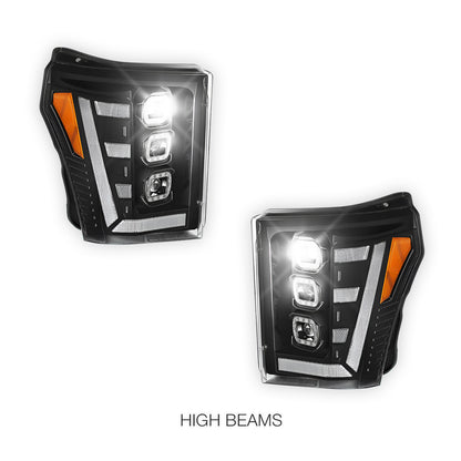Ford F-250 Super Duty (2011 - 2016) Switchback Sequential Signal LED Projector Headlights LH - RH