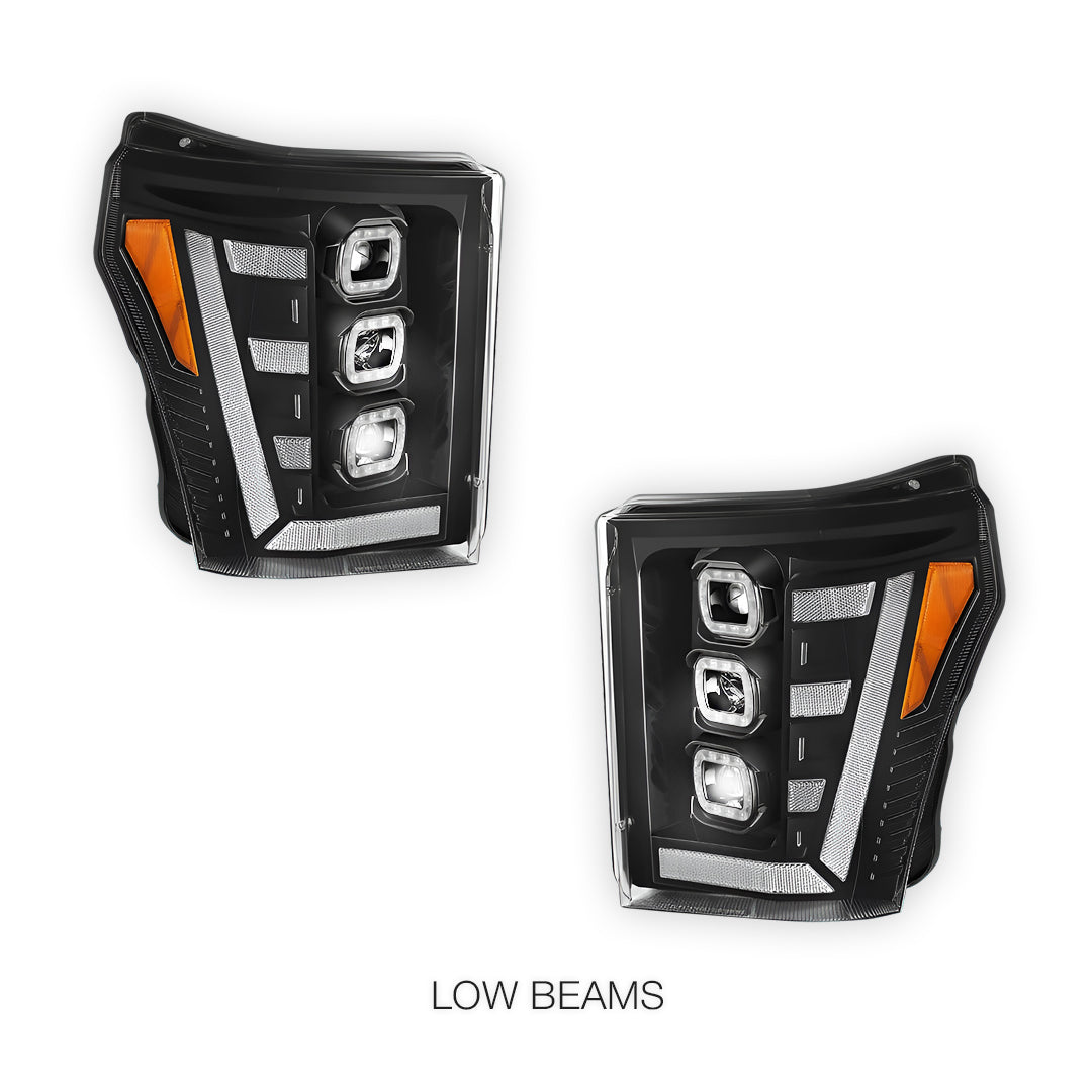 Ford F-250 Super Duty (2011 - 2016) Switchback Sequential Signal LED Projector Headlights LH - RH