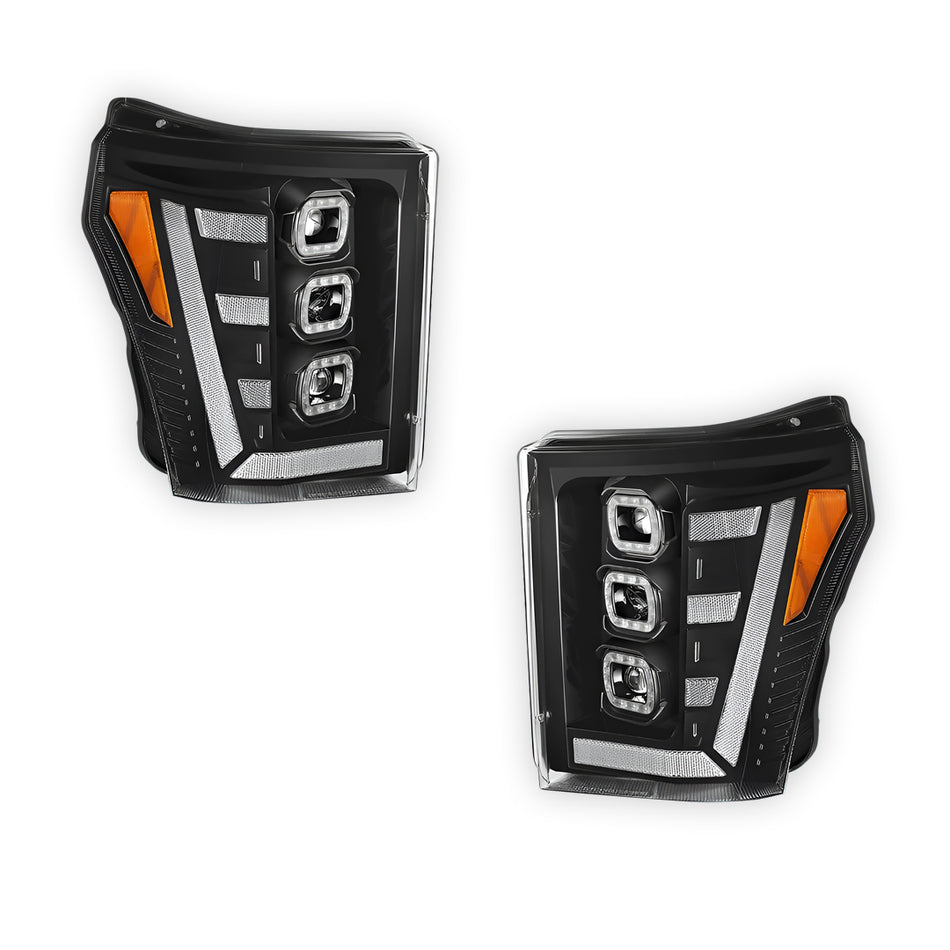 Ford F-250 Super Duty (2011 - 2016) Switchback Sequential Signal LED Projector Headlights LH - RH