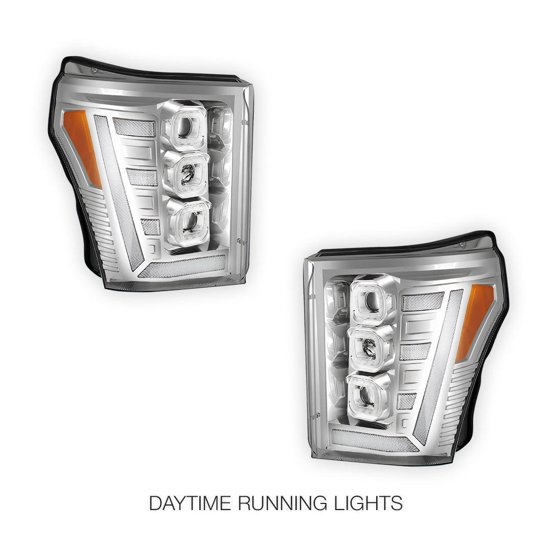 Ford F-250 Super Duty (2011 - 2016) Switchback Sequential Signal LED Projector Headlights LH - RH