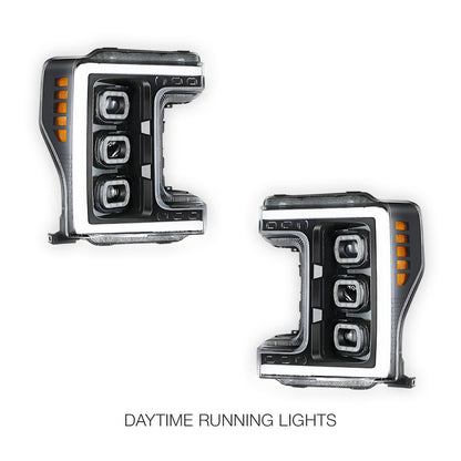 Ford F-250 Super Duty (2017 - 2019) LED DRL Halo Ring Projector Headlights LH + RH