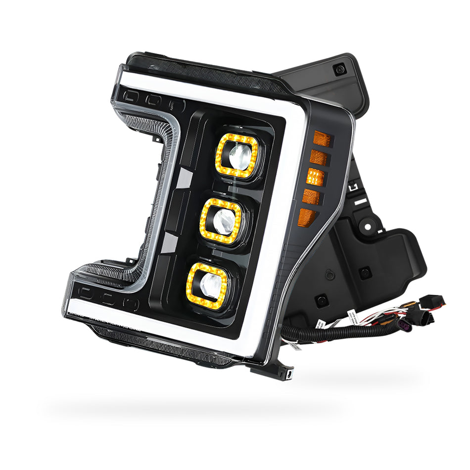 Ford F-250 Super Duty (2017 - 2019) LED DRL Halo Ring Projector Headlights LH + RH