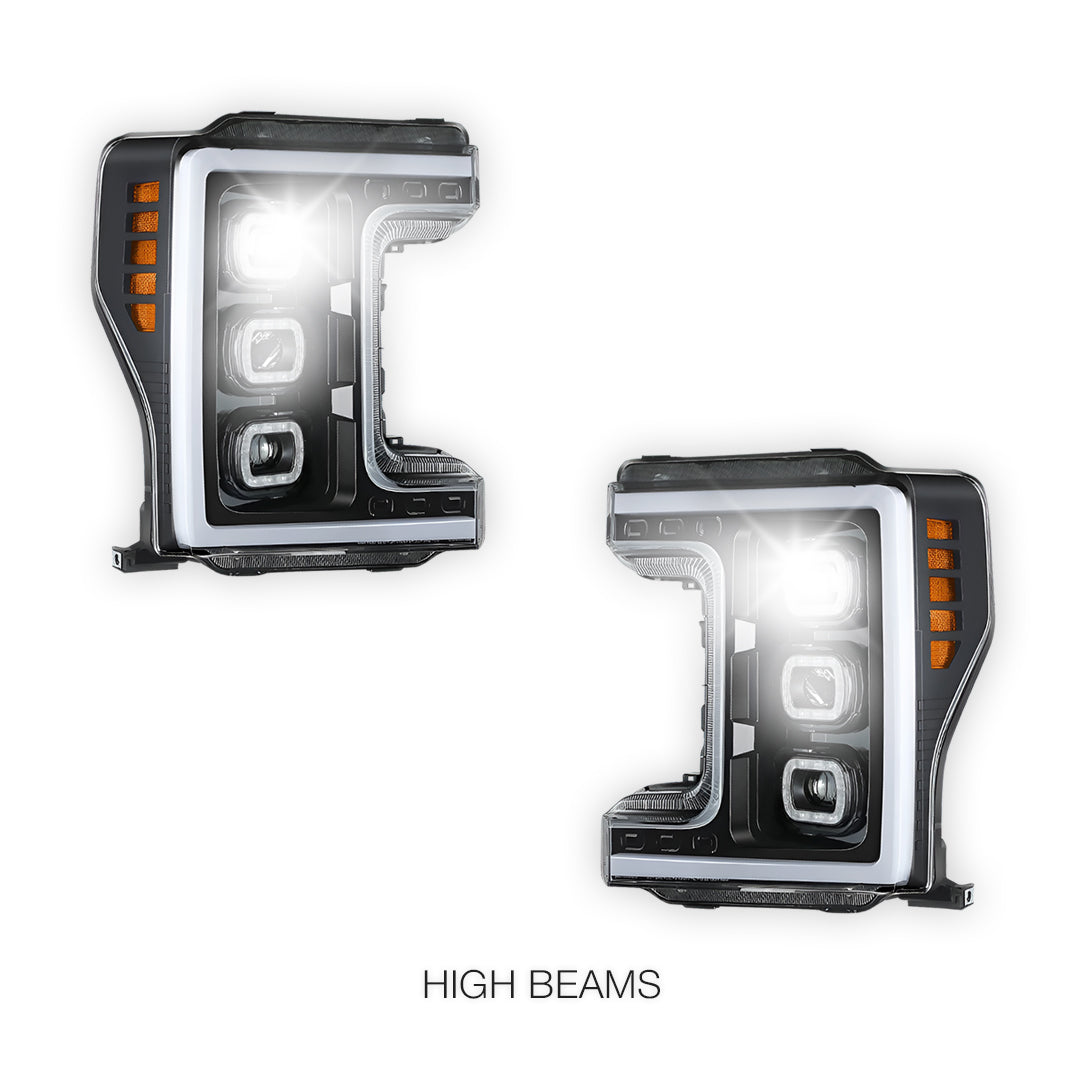 Ford F-250 Super Duty (2017 - 2019) LED DRL Halo Ring Projector Headlights LH + RH