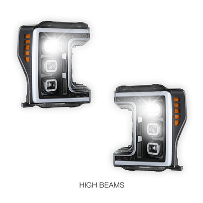 Ford F-250 Super Duty (2017 - 2019) LED DRL Halo Ring Projector Headlights LH + RH