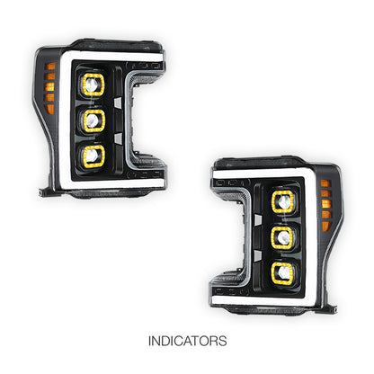 Ford F-250 Super Duty (2017 - 2019) LED DRL Halo Ring Projector Headlights LH + RH