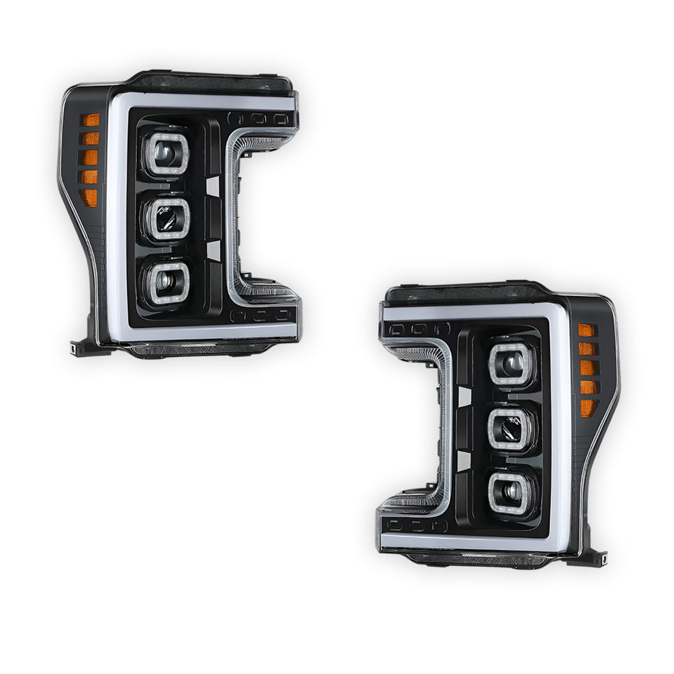 Ford F-250 Super Duty (2017 - 2019) LED DRL Halo Ring Projector Headlights LH + RH