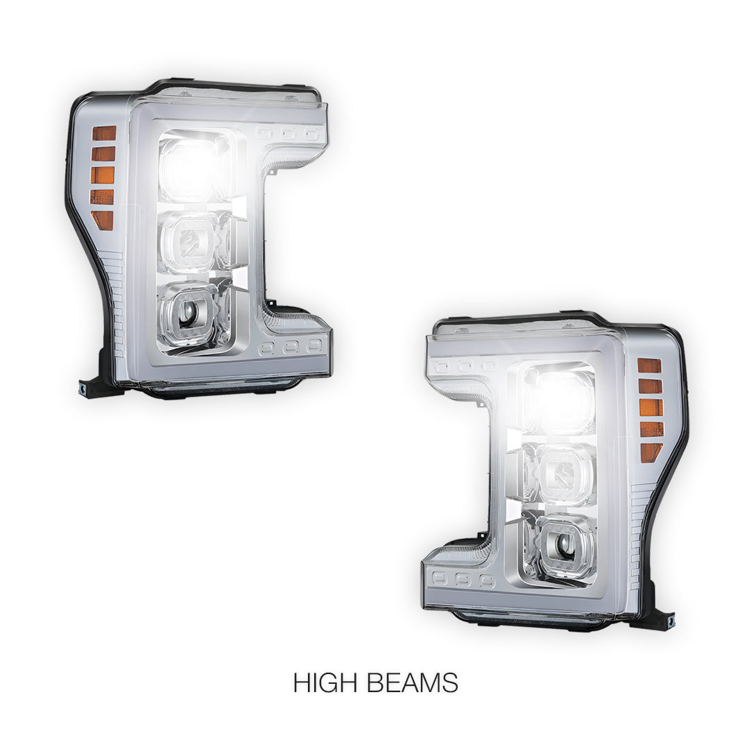 Ford F-250 Super Duty (2017 - 2019) LED DRL Halo Ring Projector Headlights LH + RH