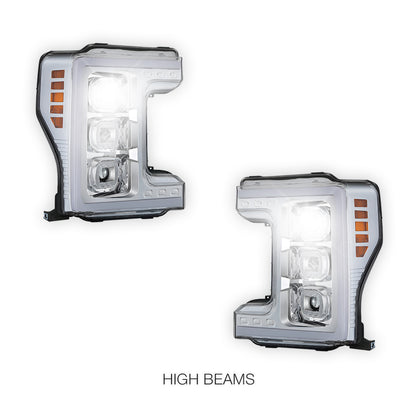 Ford F-250 Super Duty (2017 - 2019) LED DRL Halo Ring Projector Headlights LH + RH