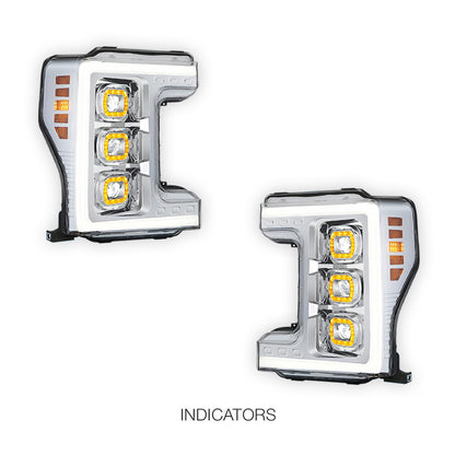 Ford F-250 Super Duty (2017 - 2019) LED DRL Halo Ring Projector Headlights LH + RH