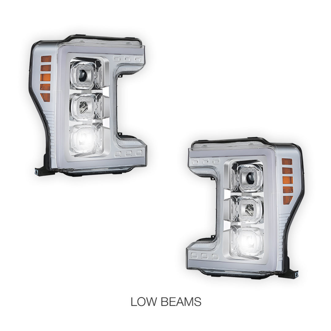 Ford F-250 Super Duty (2017 - 2019) LED DRL Halo Ring Projector Headlights LH + RH