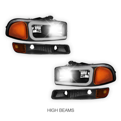 GMC Sierra 1500 HD SLE / SLT (2001 - 2007) Pair LED DRL Headlights LH + RH