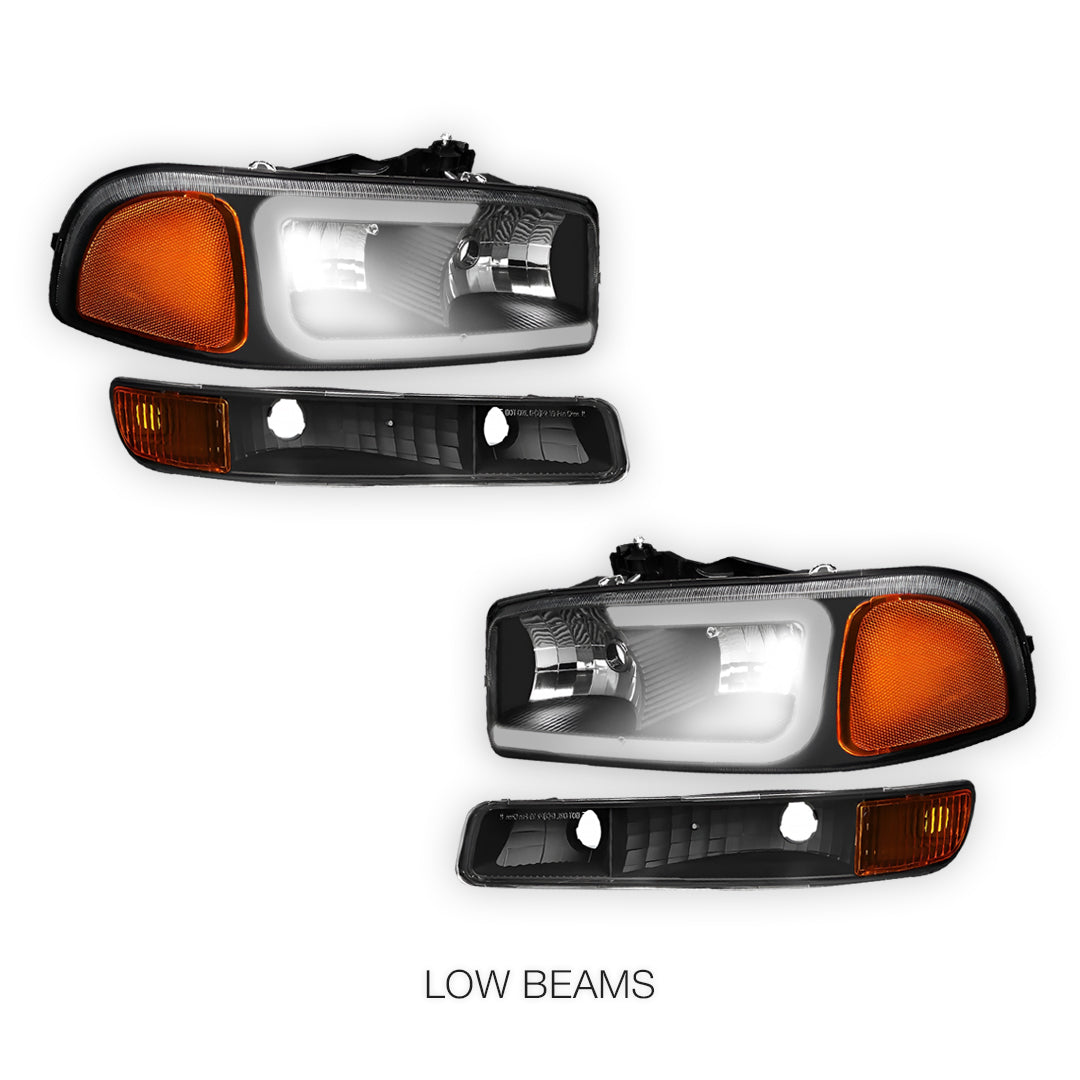 GMC Sierra 1500 HD SLE / SLT (2001 - 2007) Pair LED DRL Headlights LH + RH