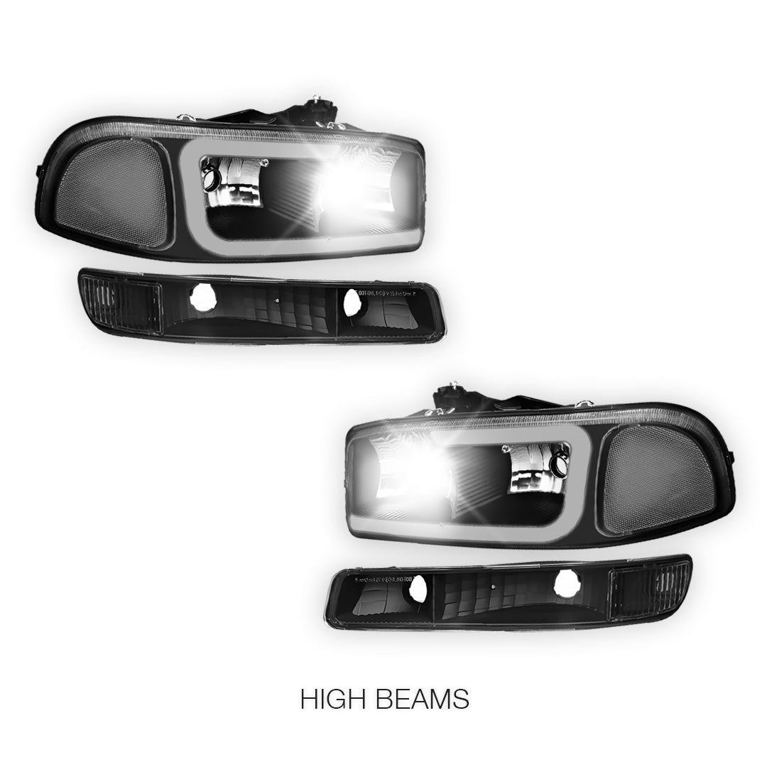 GMC Sierra 1500 HD SLE / SLT (2001 - 2007) Pair LED DRL Headlights LH + RH