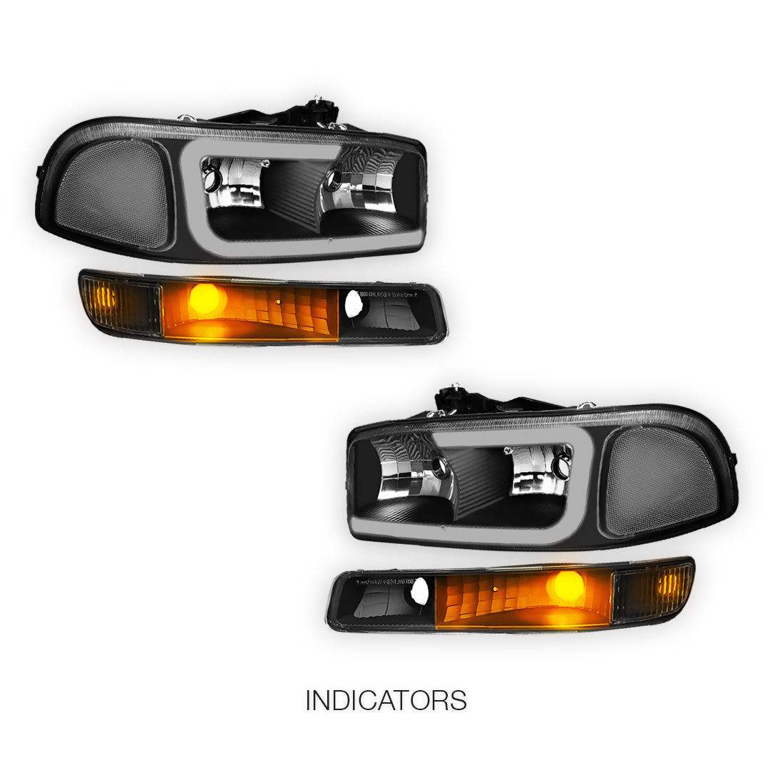 GMC Sierra 1500 HD SLE / SLT (2001 - 2007) Pair LED DRL Headlights LH + RH