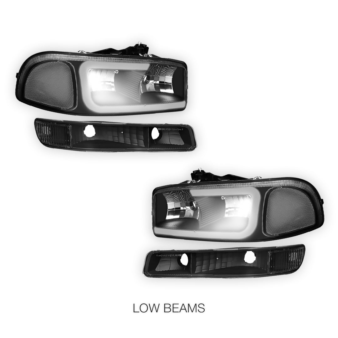 GMC Sierra 1500 HD SLE / SLT (2001 - 2007) Pair LED DRL Headlights LH + RH