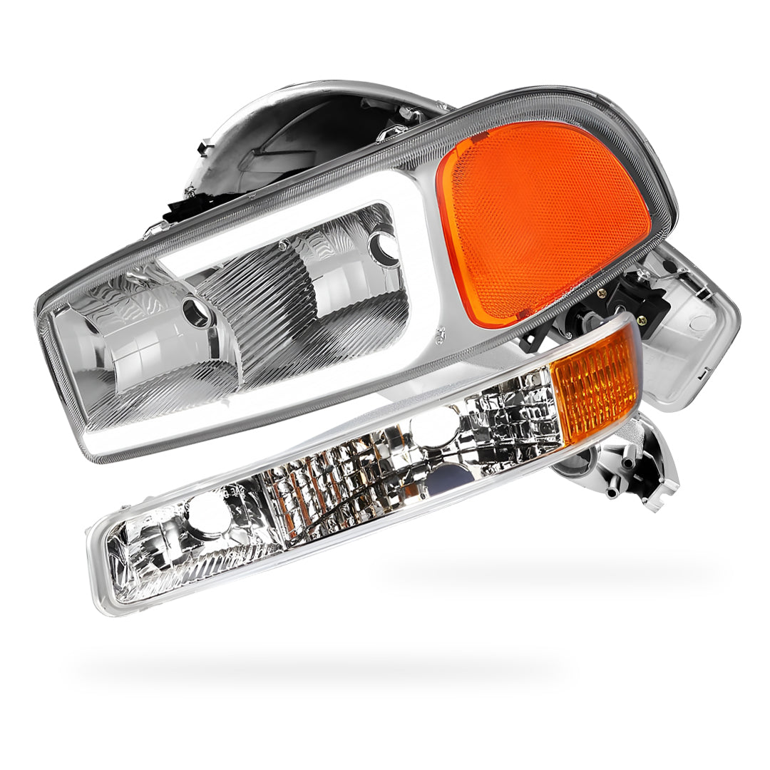 GMC Sierra 1500 HD SLE / SLT (2001 - 2007) Pair LED DRL Headlights LH + RH