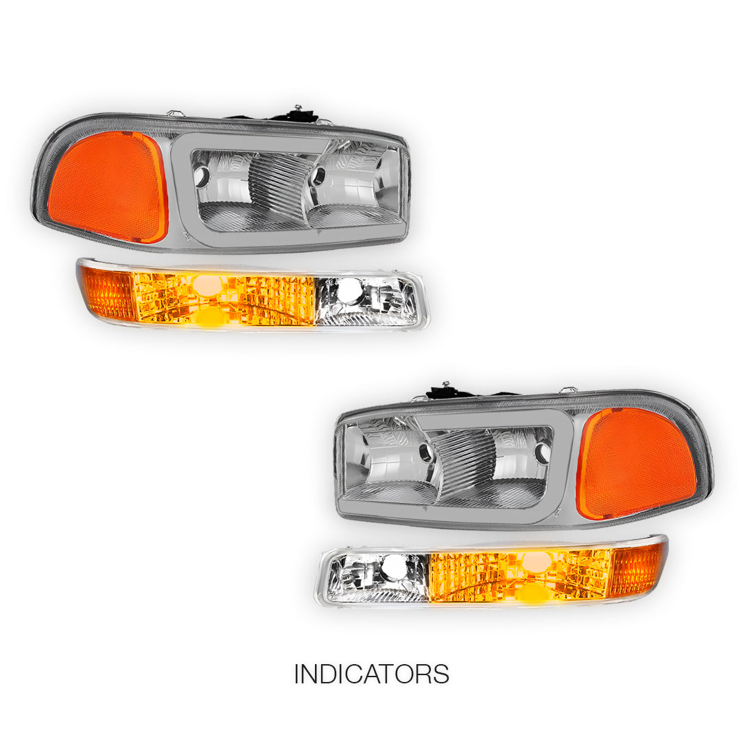GMC Sierra 1500 HD SLE / SLT (2001 - 2007) Pair LED DRL Headlights LH + RH