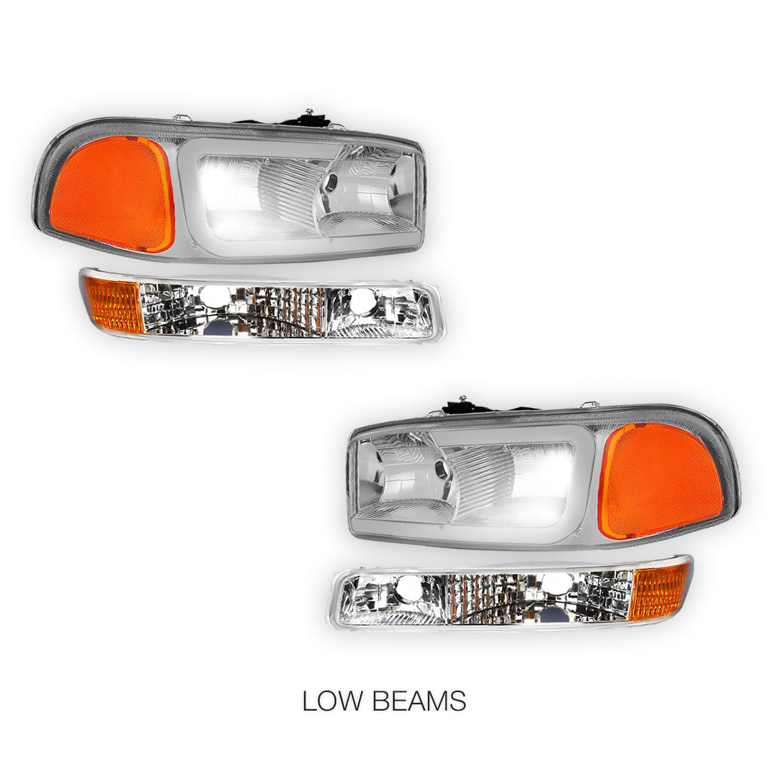 GMC Sierra 1500 HD SLE / SLT (2001 - 2007) Pair LED DRL Headlights LH + RH