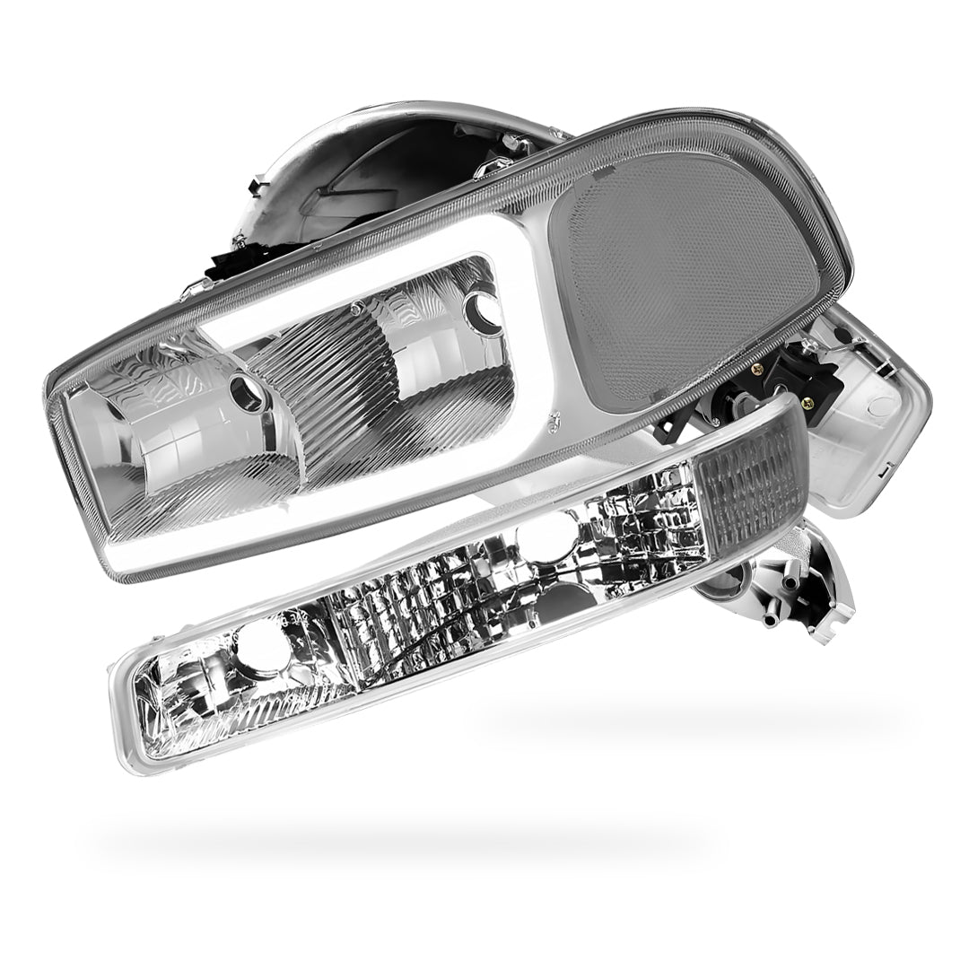 GMC Sierra 1500 HD SLE / SLT (2001 - 2007) Pair LED DRL Headlights LH + RH