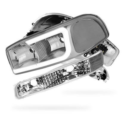 GMC Sierra 1500 HD SLE / SLT (2001 - 2007) Pair LED DRL Headlights LH + RH