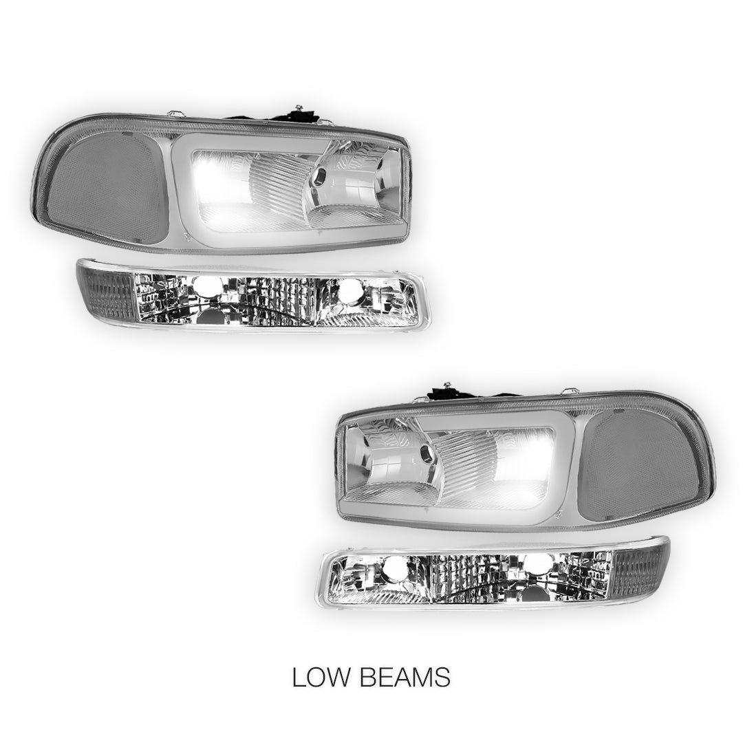 GMC Sierra 1500 HD SLE / SLT (2001 - 2007) Pair LED DRL Headlights LH + RH