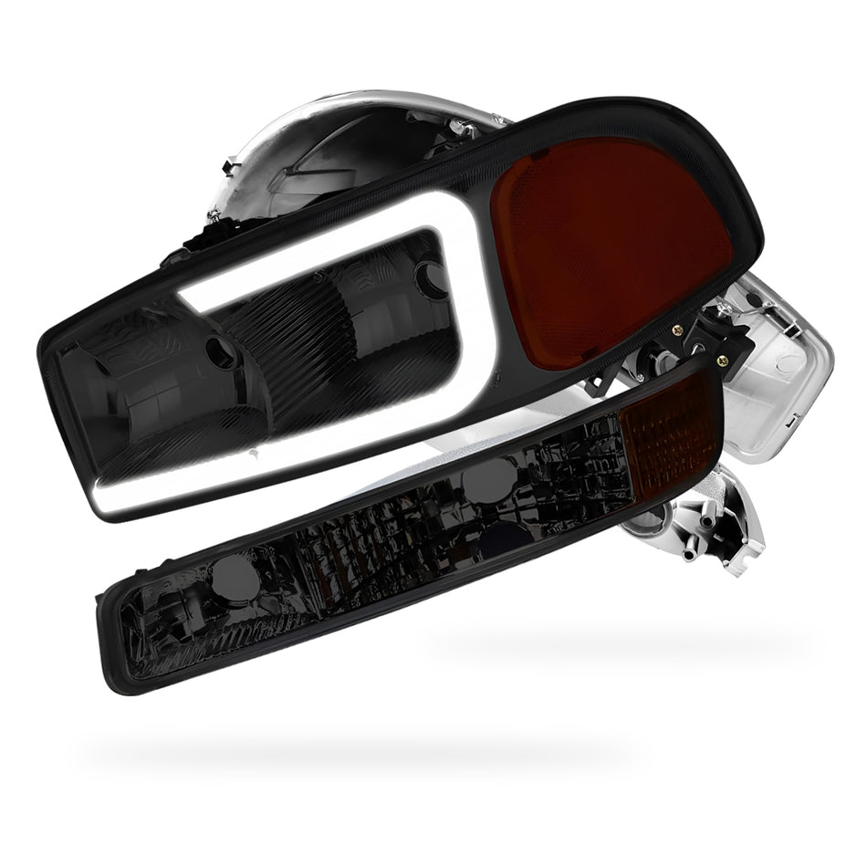 GMC Sierra 1500 HD SLE / SLT (2001 - 2007) Pair LED DRL Headlights LH + RH