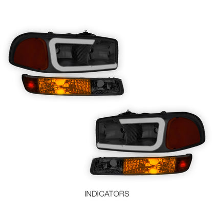 GMC Sierra 1500 HD SLE / SLT (2001 - 2007) Pair LED DRL Headlights LH + RH