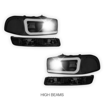 GMC Sierra 1500 HD SLE / SLT (2001 - 2007) Pair LED DRL Headlights LH + RH