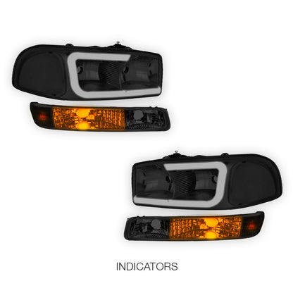 GMC Sierra 1500 HD SLE / SLT (2001 - 2007) Pair LED DRL Headlights LH + RH