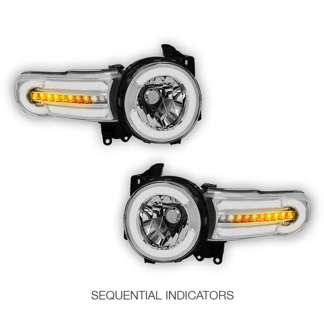 Toyota FJ Cruiser (2007 - 2014) LED DRL Sequential Chasing Turn Signal Headlights LH+ RH
