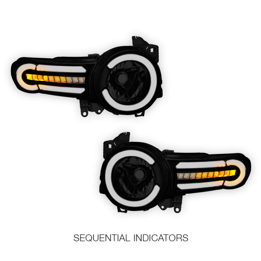 Toyota FJ Cruiser (2007 - 2014) LED DRL Sequential Chasing Turn Signal Headlights LH+ RH