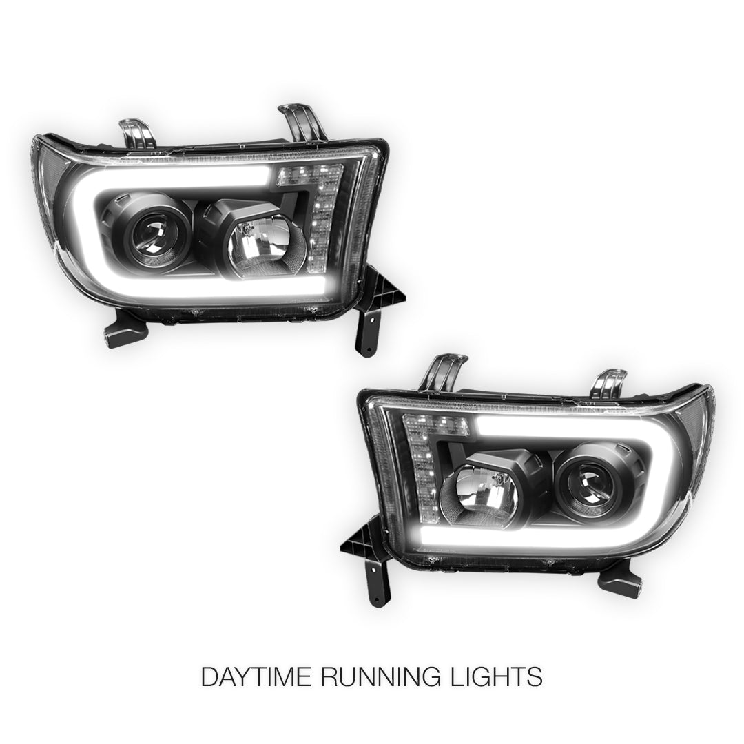 Toyota Sequoia (2008 - 2017) LED Turn Signal DRL Tube Projector Headlights LH + RH