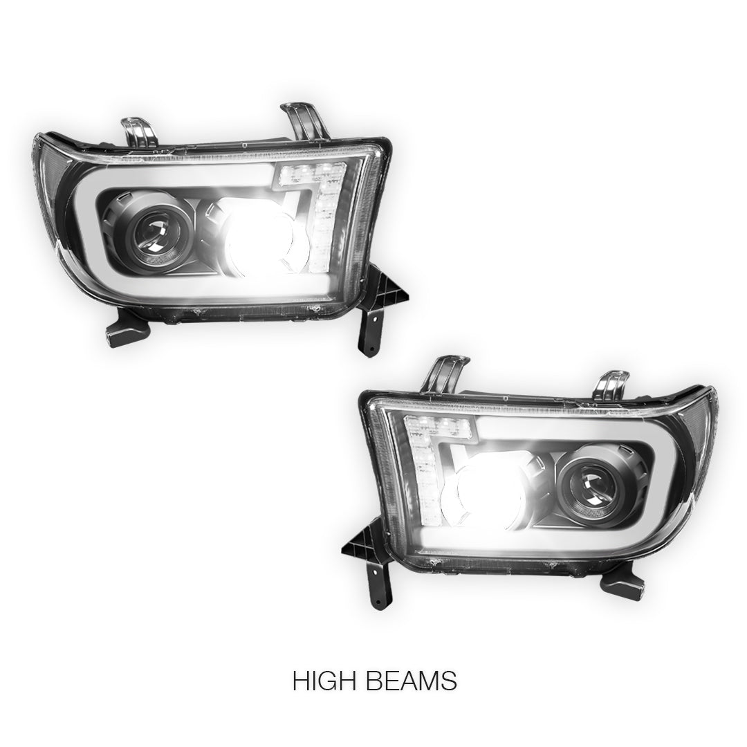 Toyota Sequoia (2008 - 2017) LED Turn Signal DRL Tube Projector Headlights LH + RH