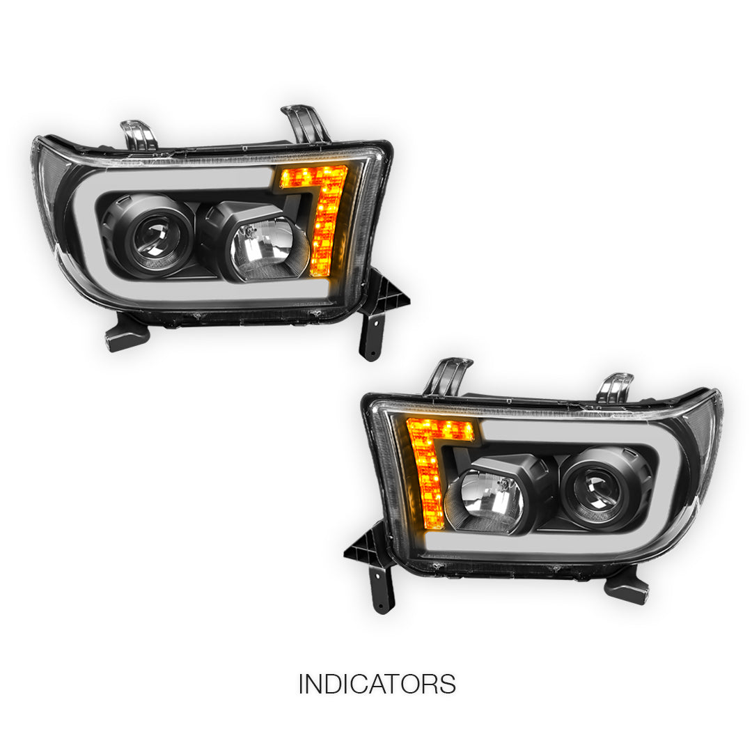 Toyota Sequoia (2008 - 2017) LED Turn Signal DRL Tube Projector Headlights LH + RH