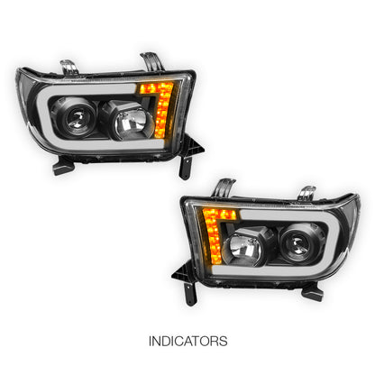 Toyota Sequoia (2008 - 2017) LED Turn Signal DRL Tube Projector Headlights LH + RH