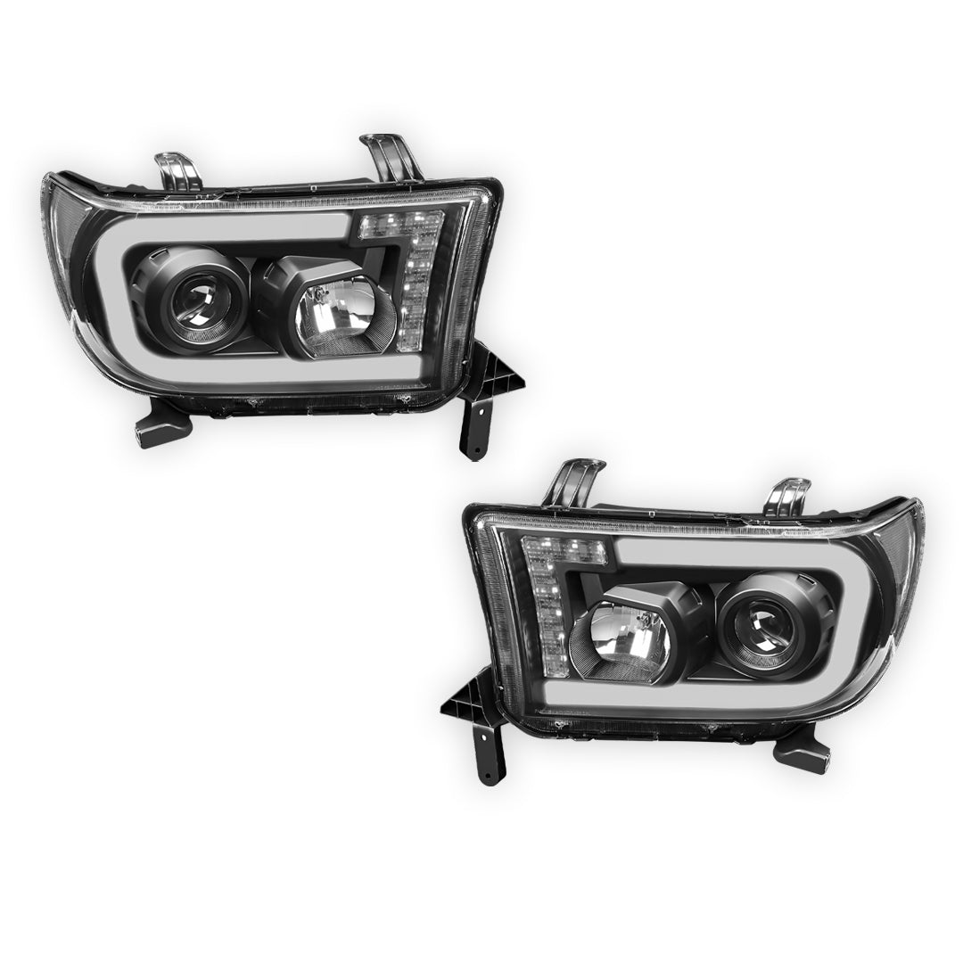 Toyota Sequoia (2008 - 2017) LED Turn Signal DRL Tube Projector Headlights LH + RH