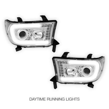 Toyota Sequoia (2008 - 2017) LED Turn Signal DRL Tube Projector Headlights LH + RH