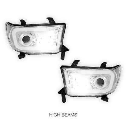 Toyota Sequoia (2008 - 2017) LED Turn Signal DRL Tube Projector Headlights LH + RH