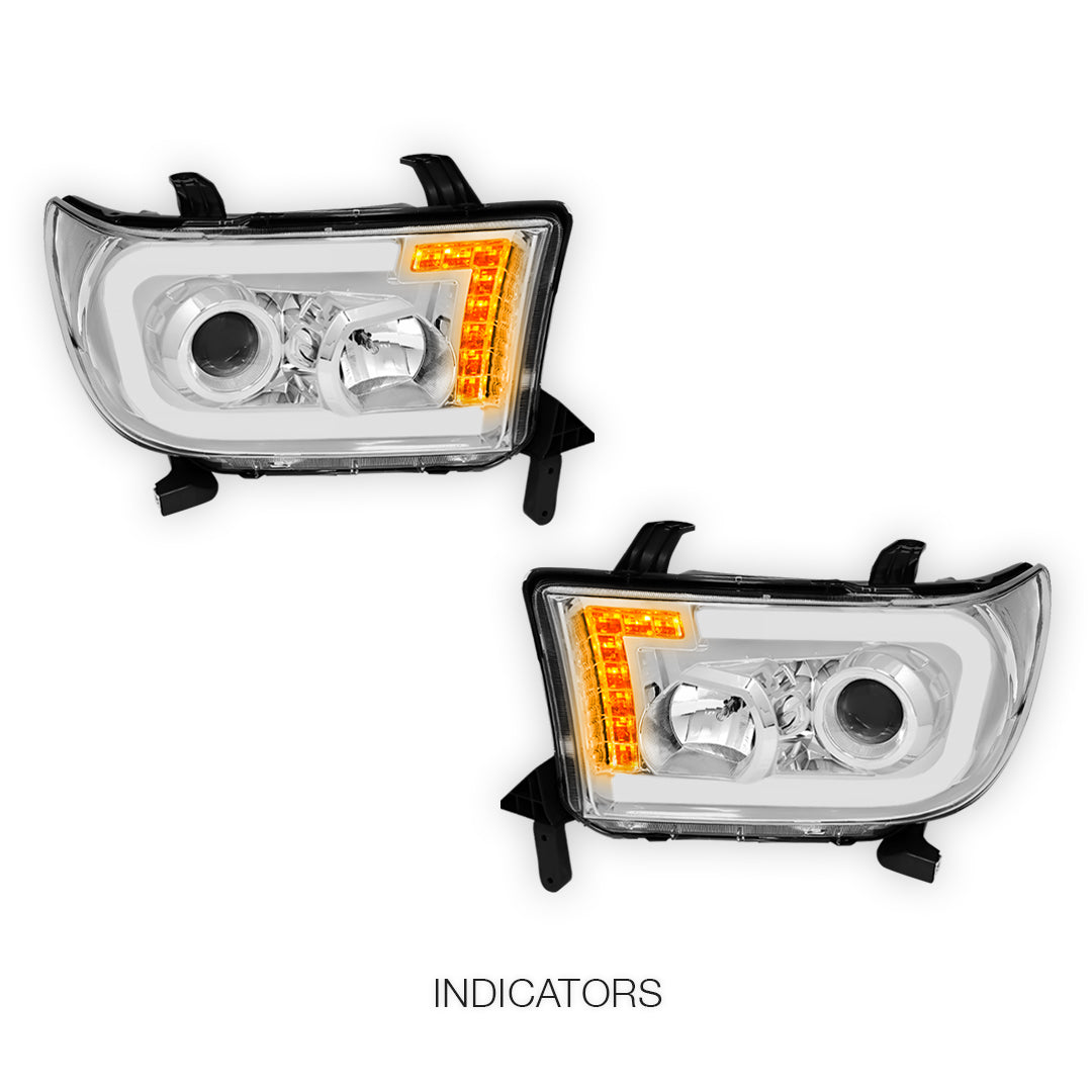 Toyota Sequoia (2008 - 2017) LED Turn Signal DRL Tube Projector Headlights LH + RH