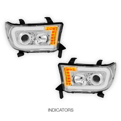 Toyota Sequoia (2008 - 2017) LED Turn Signal DRL Tube Projector Headlights LH + RH