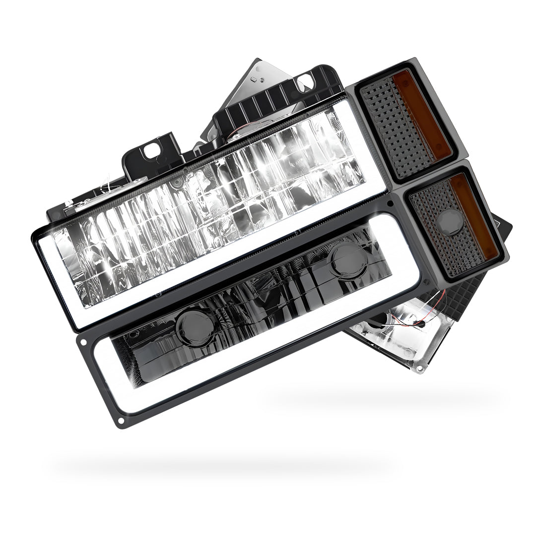 GMC C1500 Suburban SLE / SLT (1994 - 1999) U - LED Bar DRL Headlights LH + RH