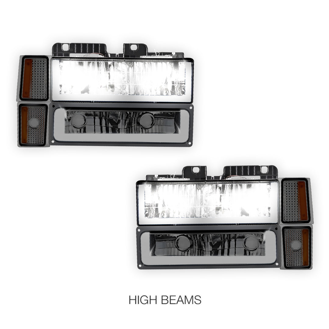 GMC C1500 Suburban SLE / SLT (1994 - 1999) U - LED Bar DRL Headlights LH + RH