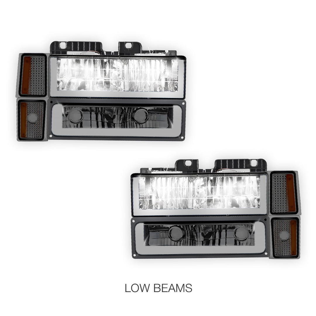GMC C1500 Suburban SLE / SLT (1994 - 1999) U - LED Bar DRL Headlights LH + RH