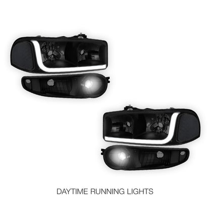 GMC Sierra 1500 SL / SLE / SLT (2001 - 2006) LED DRL Headlights LH + RH
