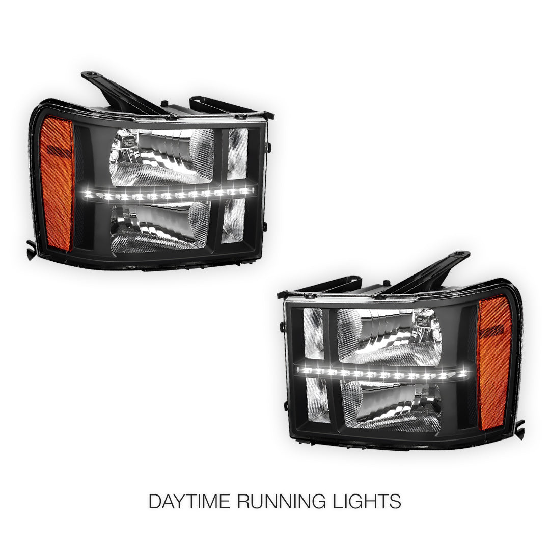 GMC Sierra 2500 Denali / SLE / SLT (2007 - 2014) LED DRL Headlights LH + RH
