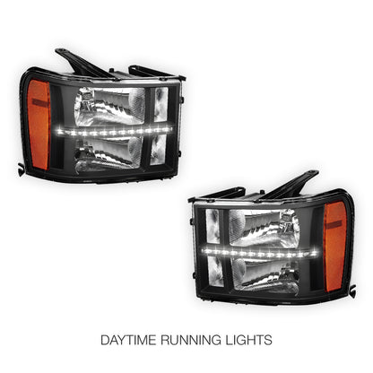 GMC Sierra 2500 Denali / SLE / SLT (2007 - 2014) LED DRL Headlights LH + RH